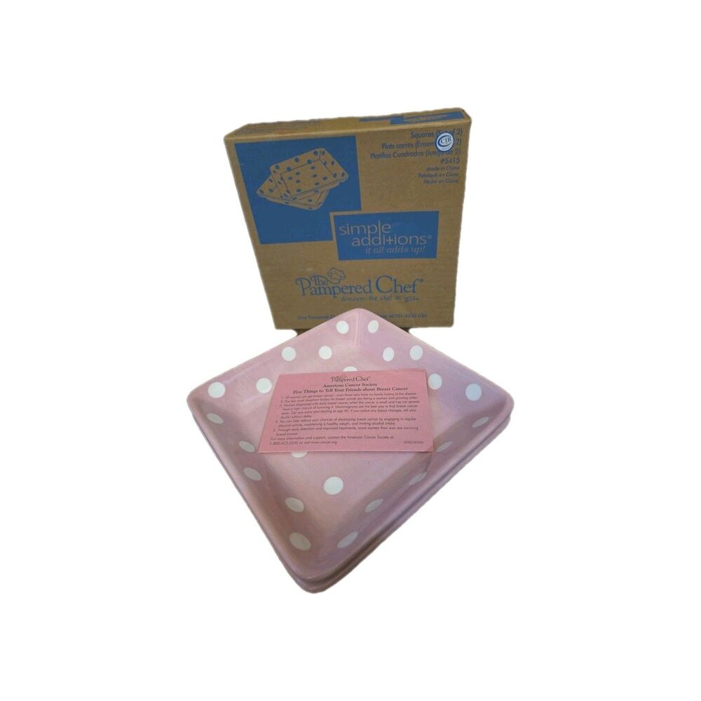 Pampered Chef Simple Additions 7.25" Pink Polka Dot Plates Help Whip Cancer